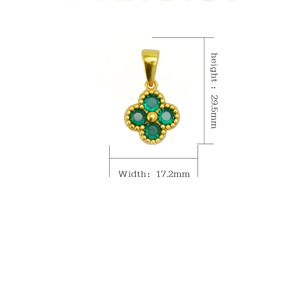Green Four Leaf Clover 24K Gold Necklace
