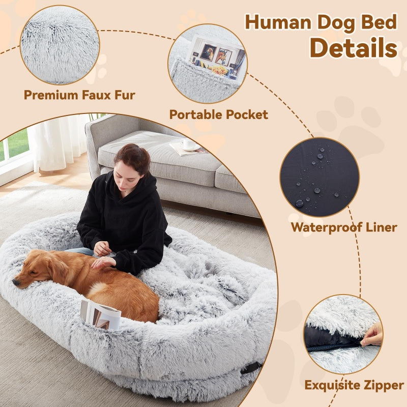 Human Dog Bed - Oversized Washable Pet Bed for People and Pets