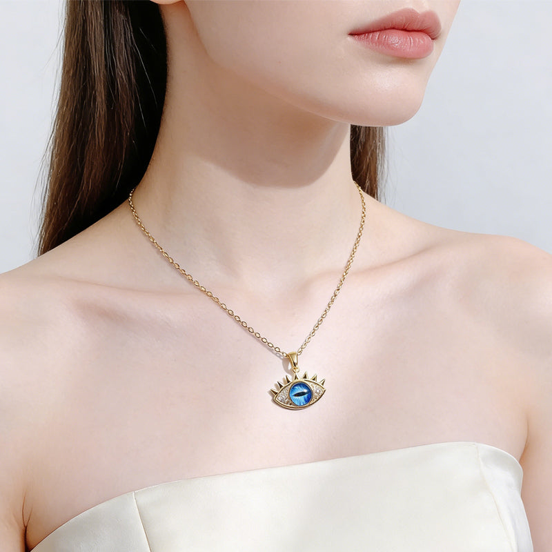 Evil Eye Hamsa Hand Necklace - Titanium Steel Protection Amulet