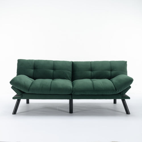 Emerald Green Convertible Sofa Bed - Modern Folding Futon Couch