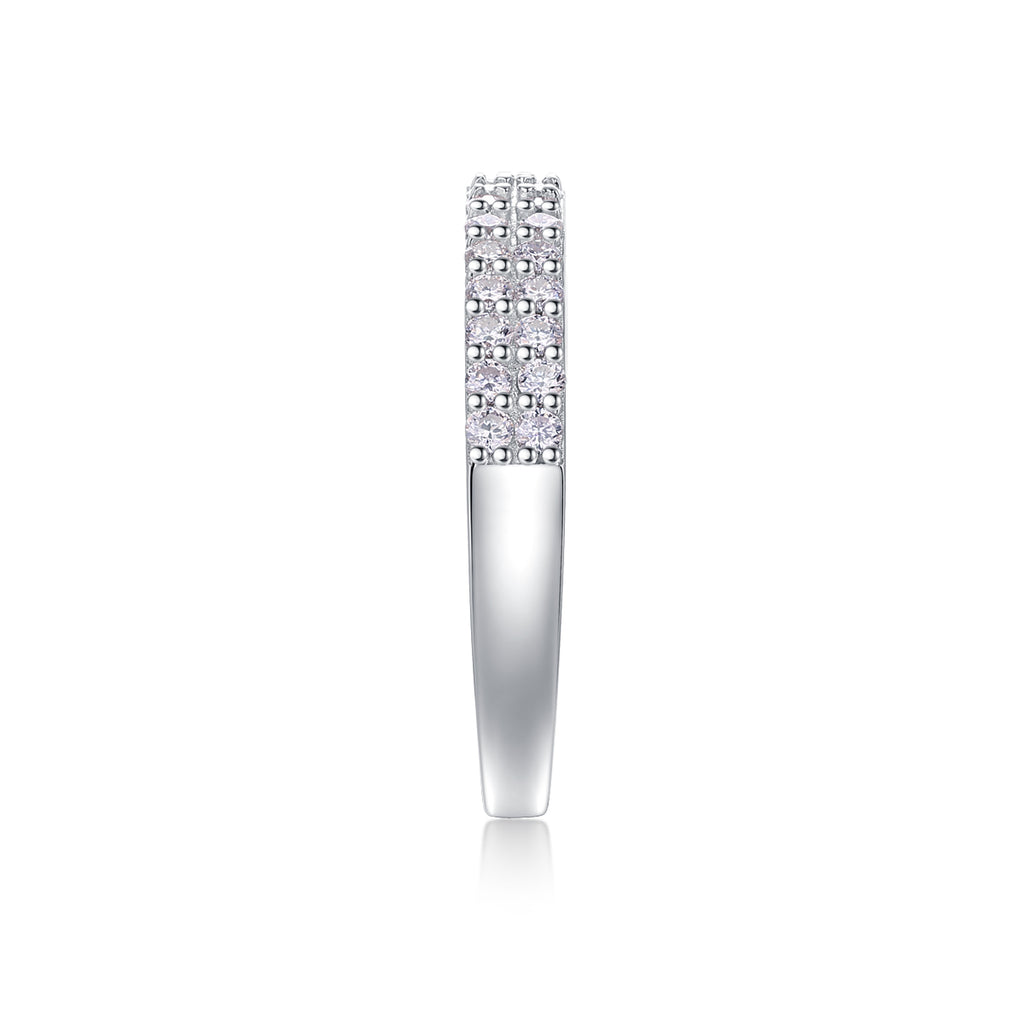 Double Row Moissanite Sterling Silver Ring
