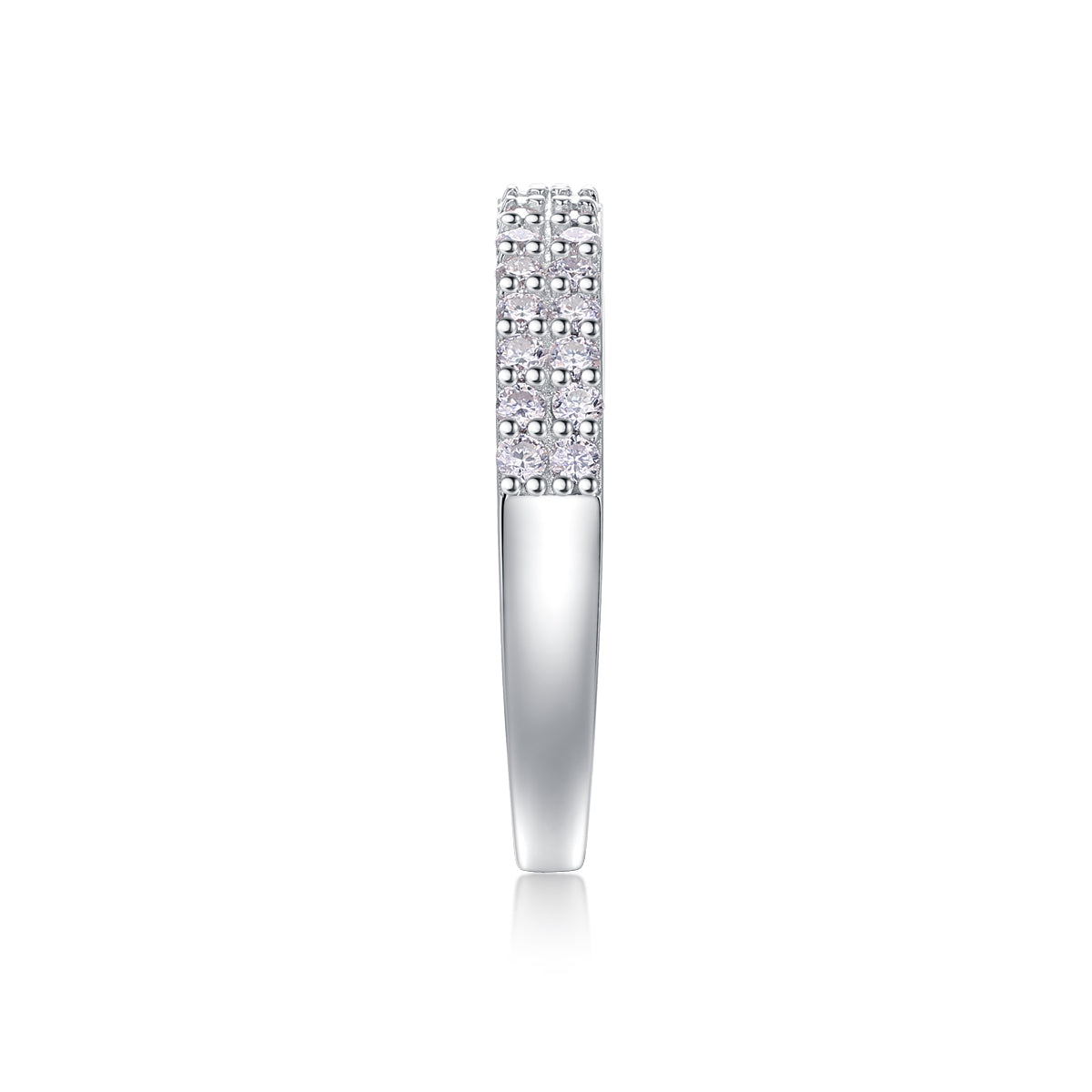 Double Row Moissanite Sterling Silver Ring