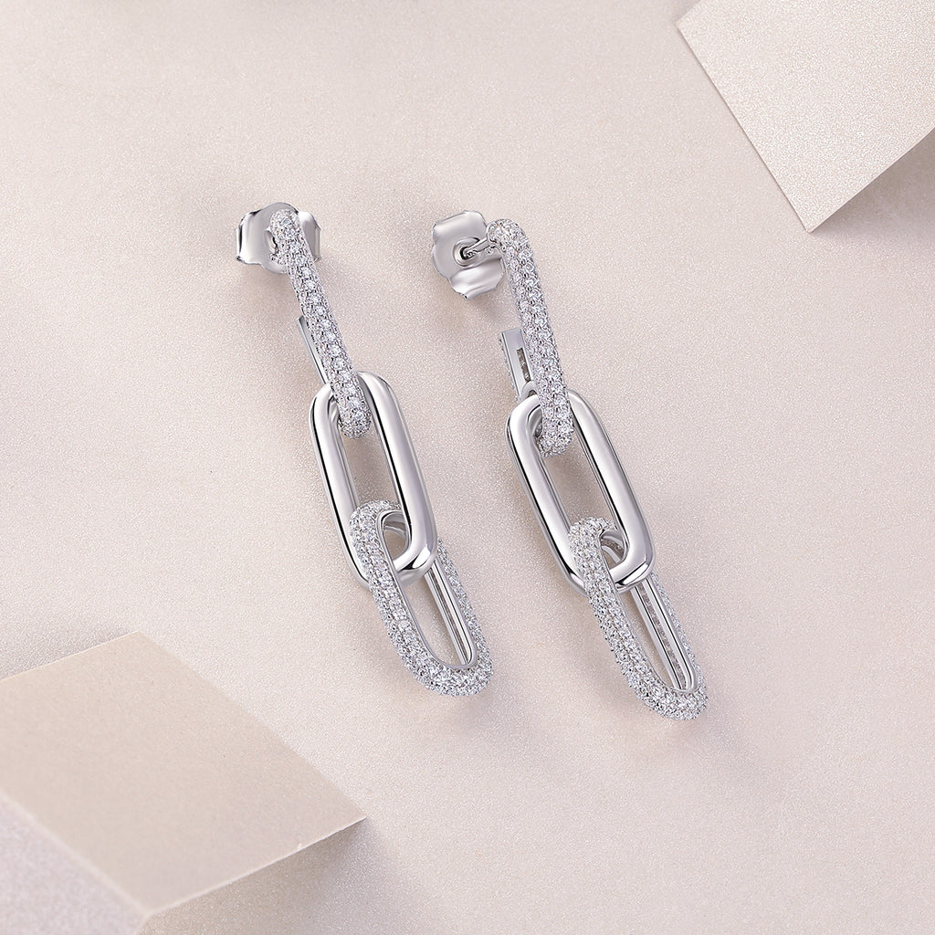 Moissanite Chain Earrings Set - 925 Sterling Silver