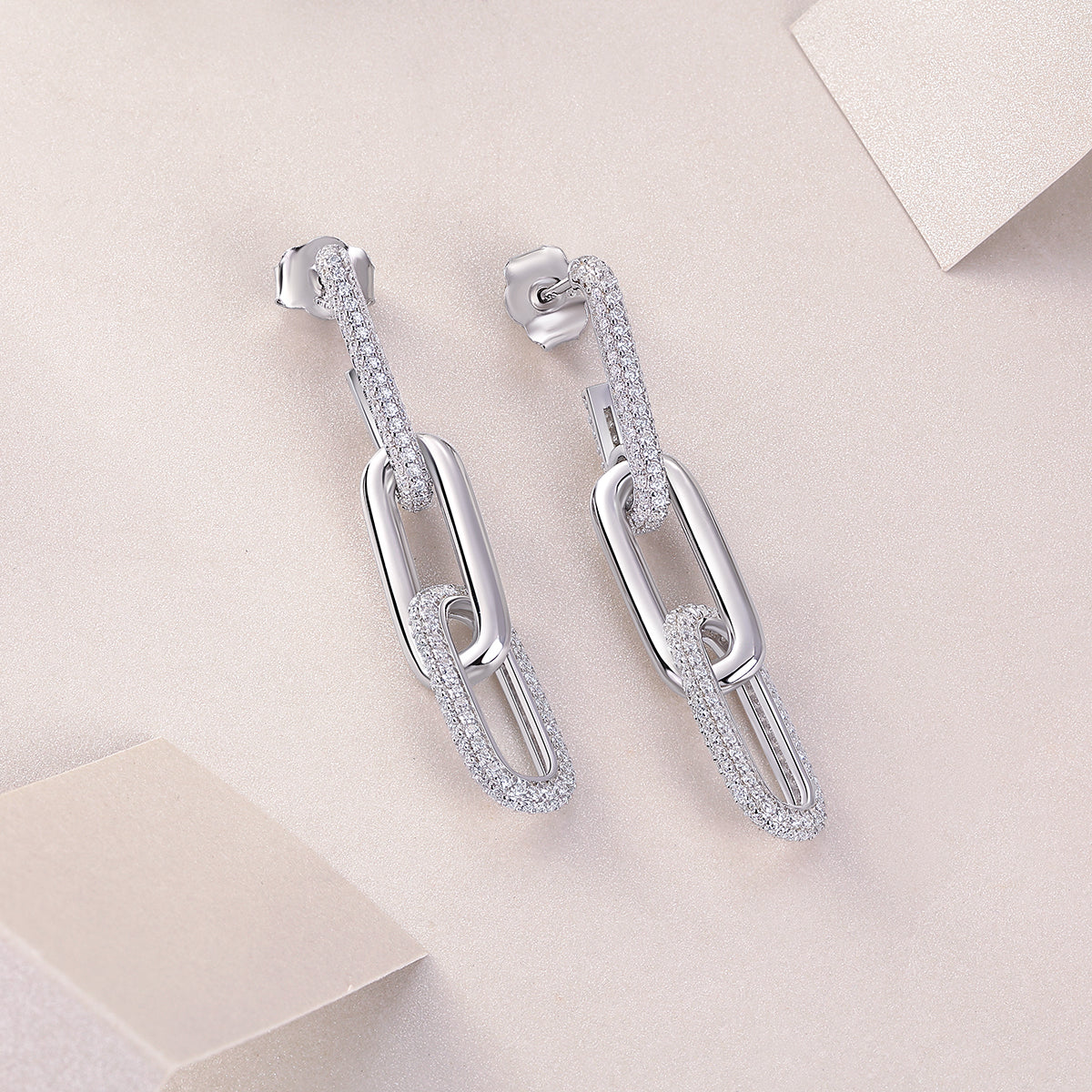 Moissanite Chain Earrings Set - 925 Sterling Silver