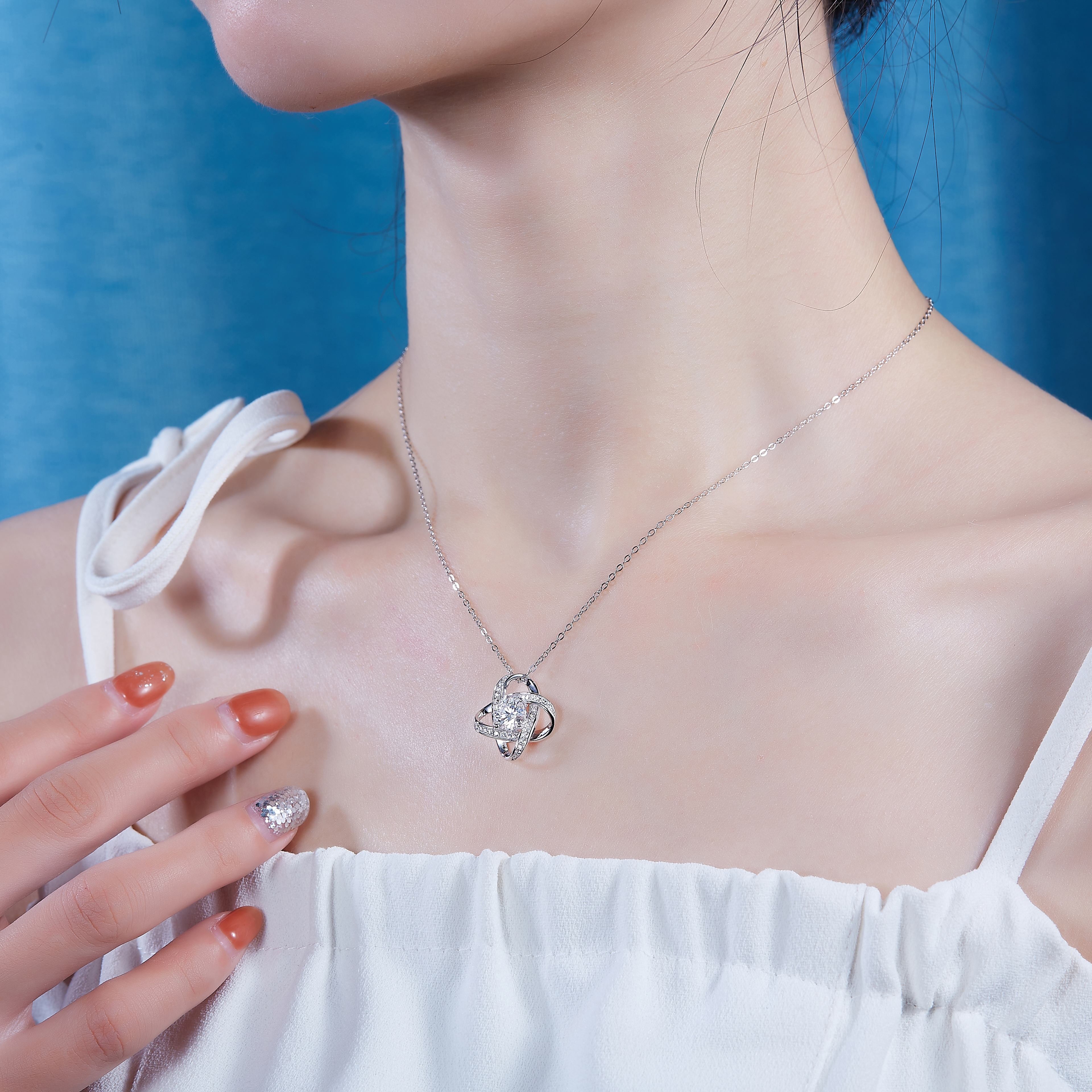 1 Carat Moissanite Pendant Necklace - S925 Sterling Silver with Platinum Plating