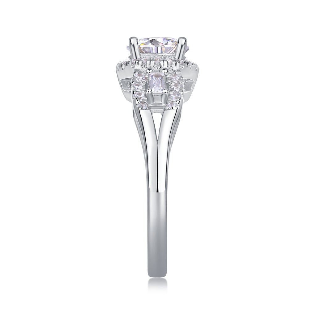 Large Solitaire Moissanite Wedding Ring in S925 Sterling Silver