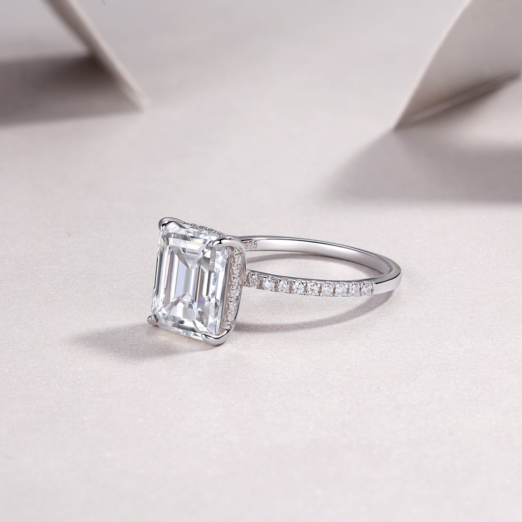 Emerald Cut Moissanite Ring - S925 Sterling Silver
