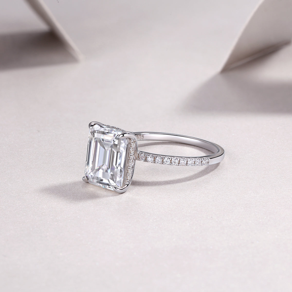 Emerald Cut Moissanite Ring - S925 Sterling Silver