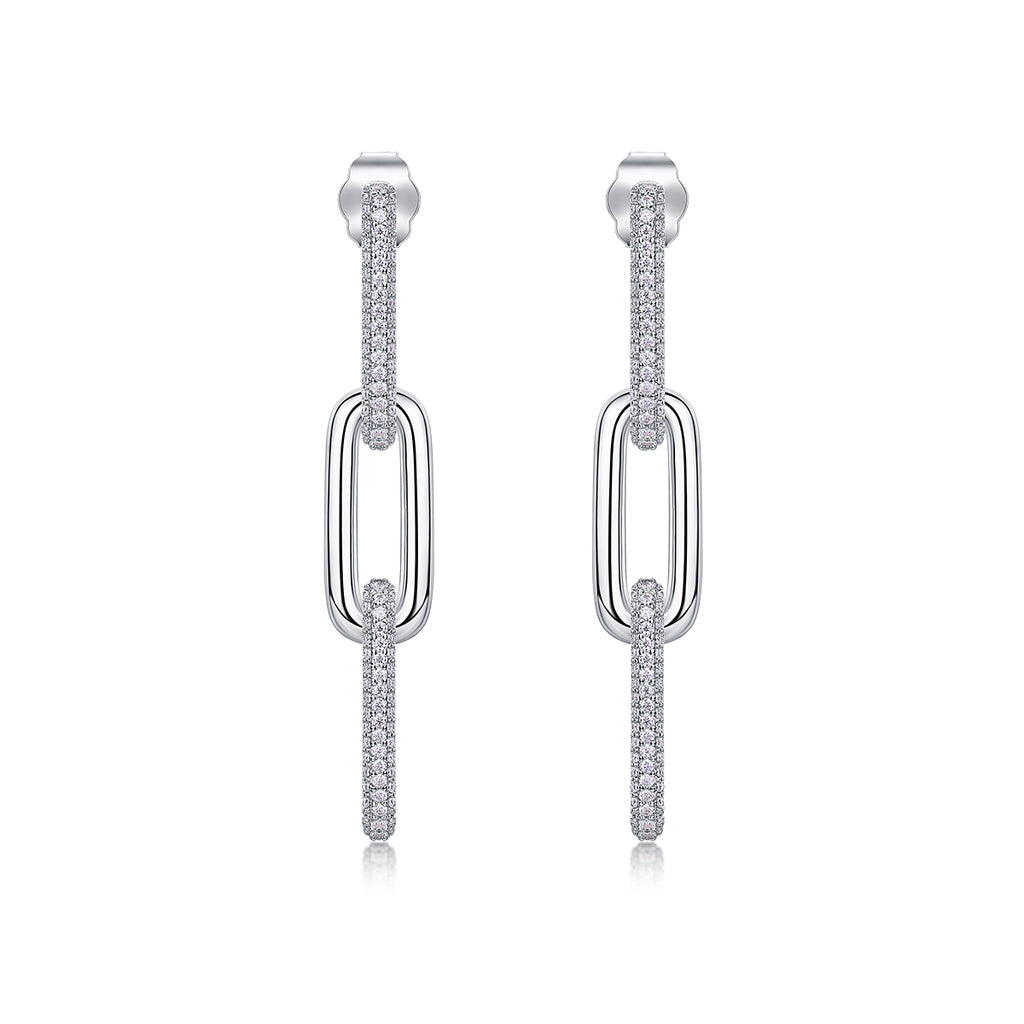 Moissanite Chain Earrings Set - 925 Sterling Silver