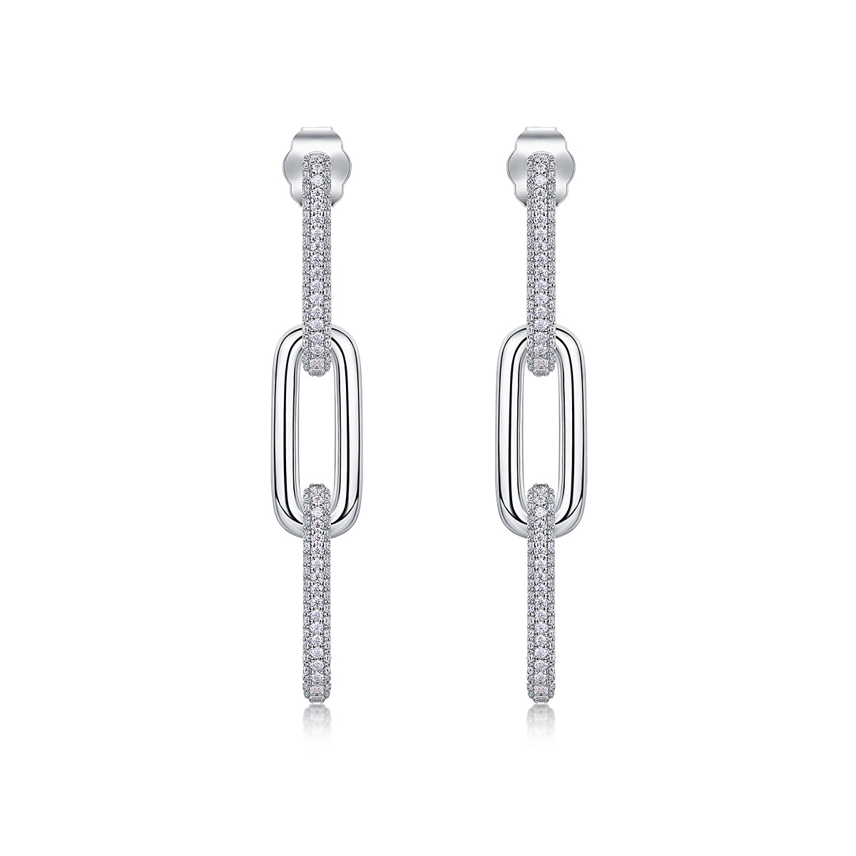 Moissanite Chain Earrings Set - 925 Sterling Silver