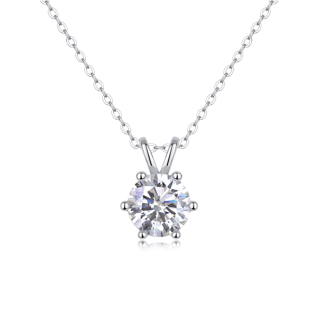 Romantic Mark Moissanite Pendant Necklace — 2ct, S925 Sterling Silver, Platinum-Plated