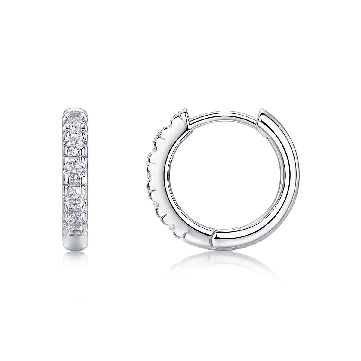 Moissanite Stud Earrings - S925 Sterling Silver Platinum-Plated (Pair)