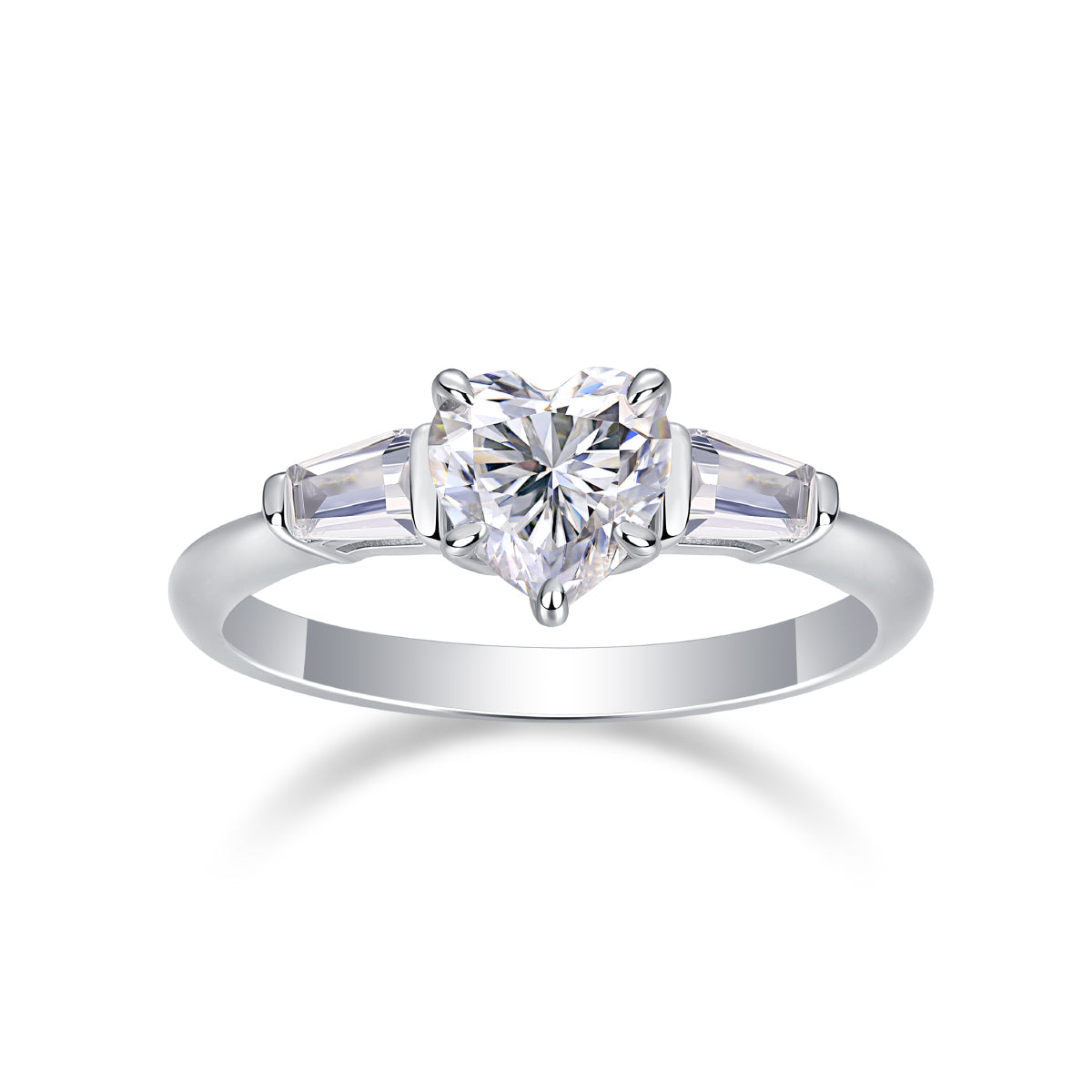 Heart-Shaped Moissanite Sterling Silver Ring