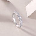 Double Row Moissanite Sterling Silver Ring