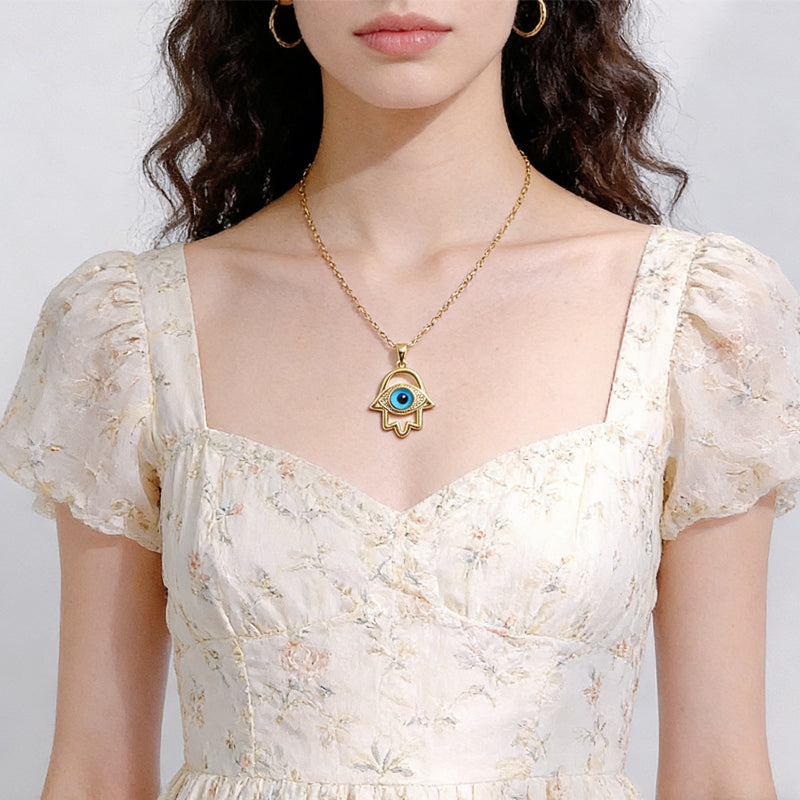 Evil Eye Hamsa Hand Protection Necklace