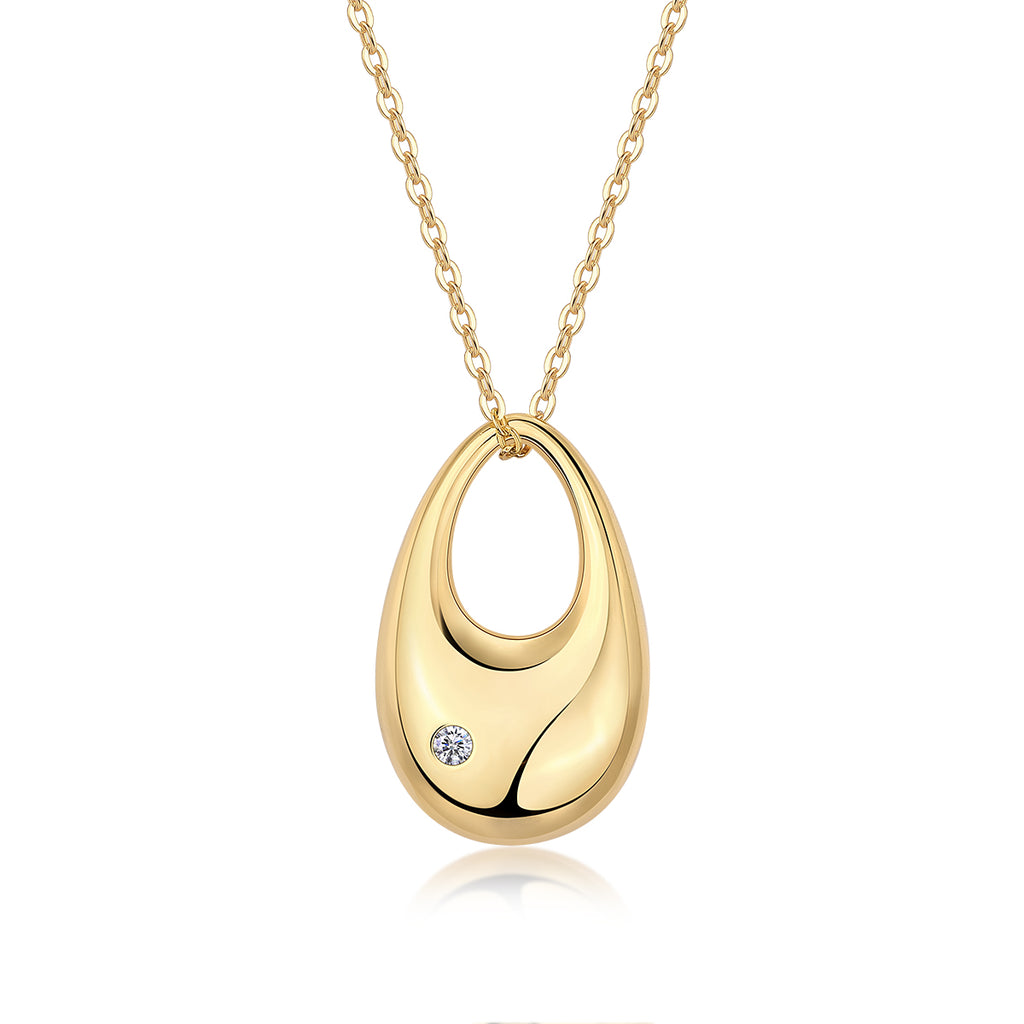 Moissanite Pendant Necklace - S925 Sterling Silver with Gold Plating