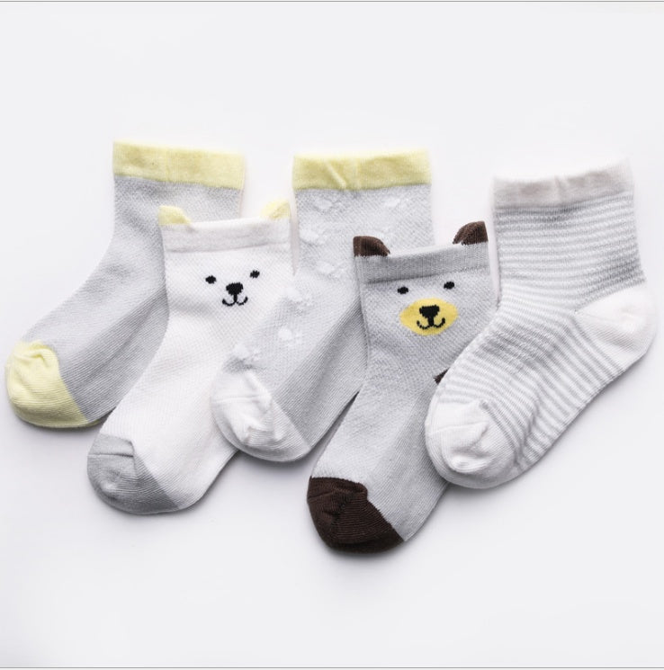 Children's Socks Pack of 5 Colors for Boys and Girls
