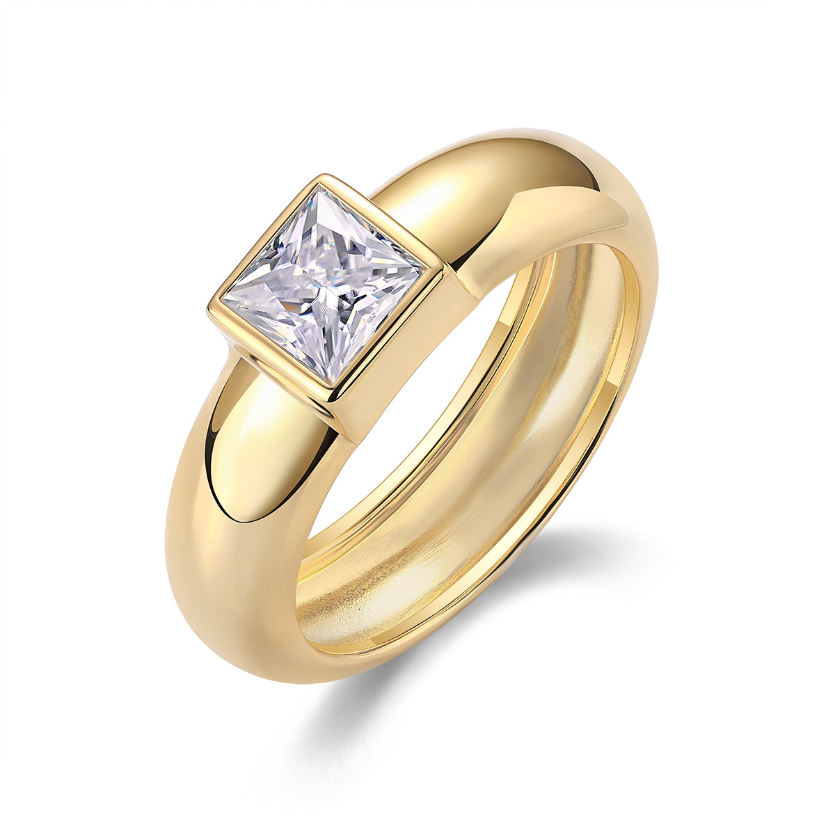 Square Moissanite Sterling Silver Ring