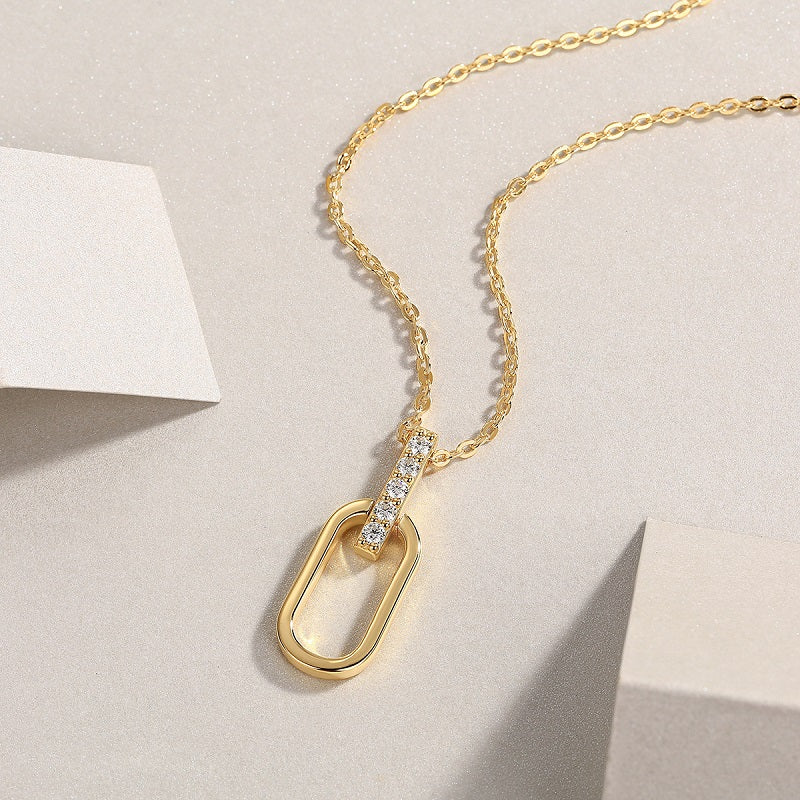 Geometric Moissanite Gold Plated Sterling Silver Necklace