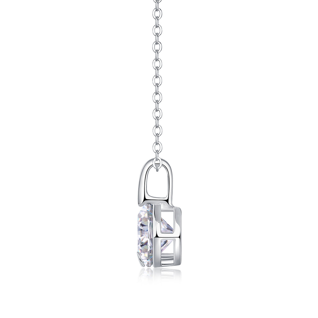 Stellar Moissanite Pendant Necklace – 2-Carat S925 Sterling Silver, Platinum-Plated