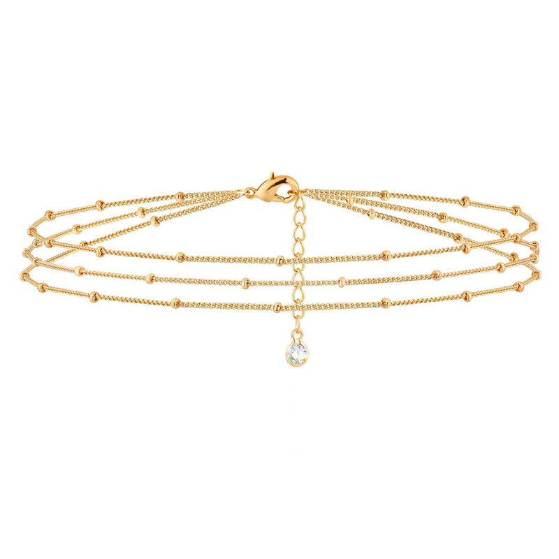 Dainty 14K Gold Plated Layered Oval Chain Bar Bracelet