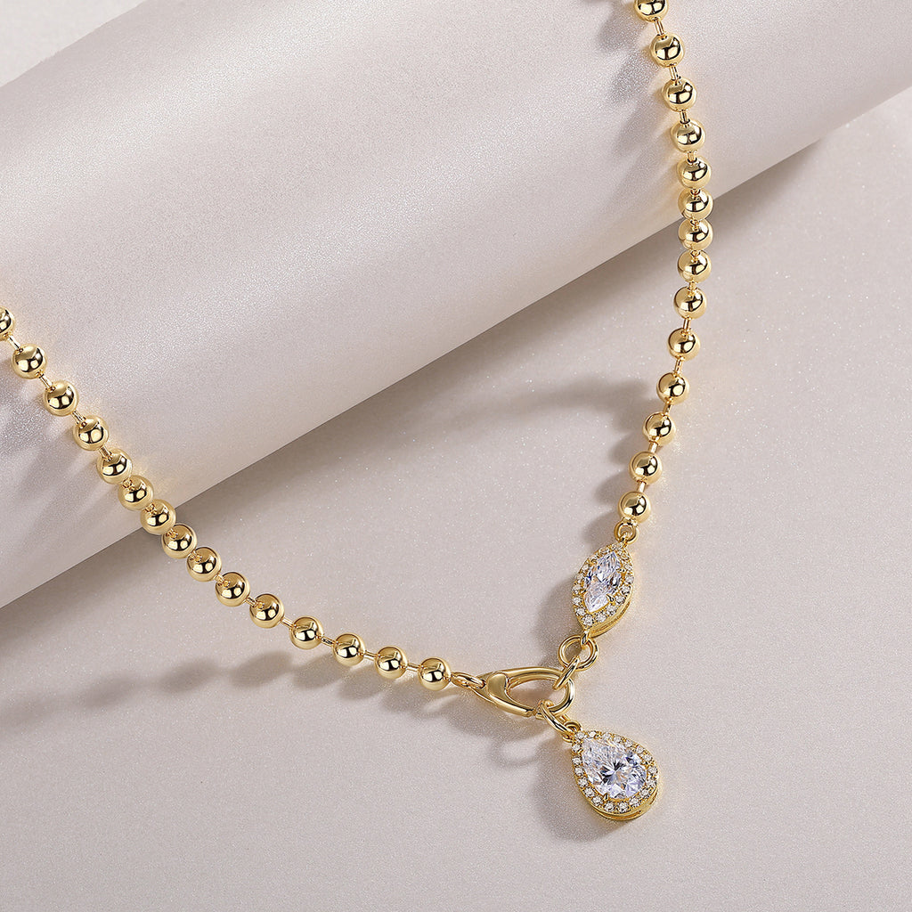 Pear-Shaped Moissanite Gold Plated Necklace