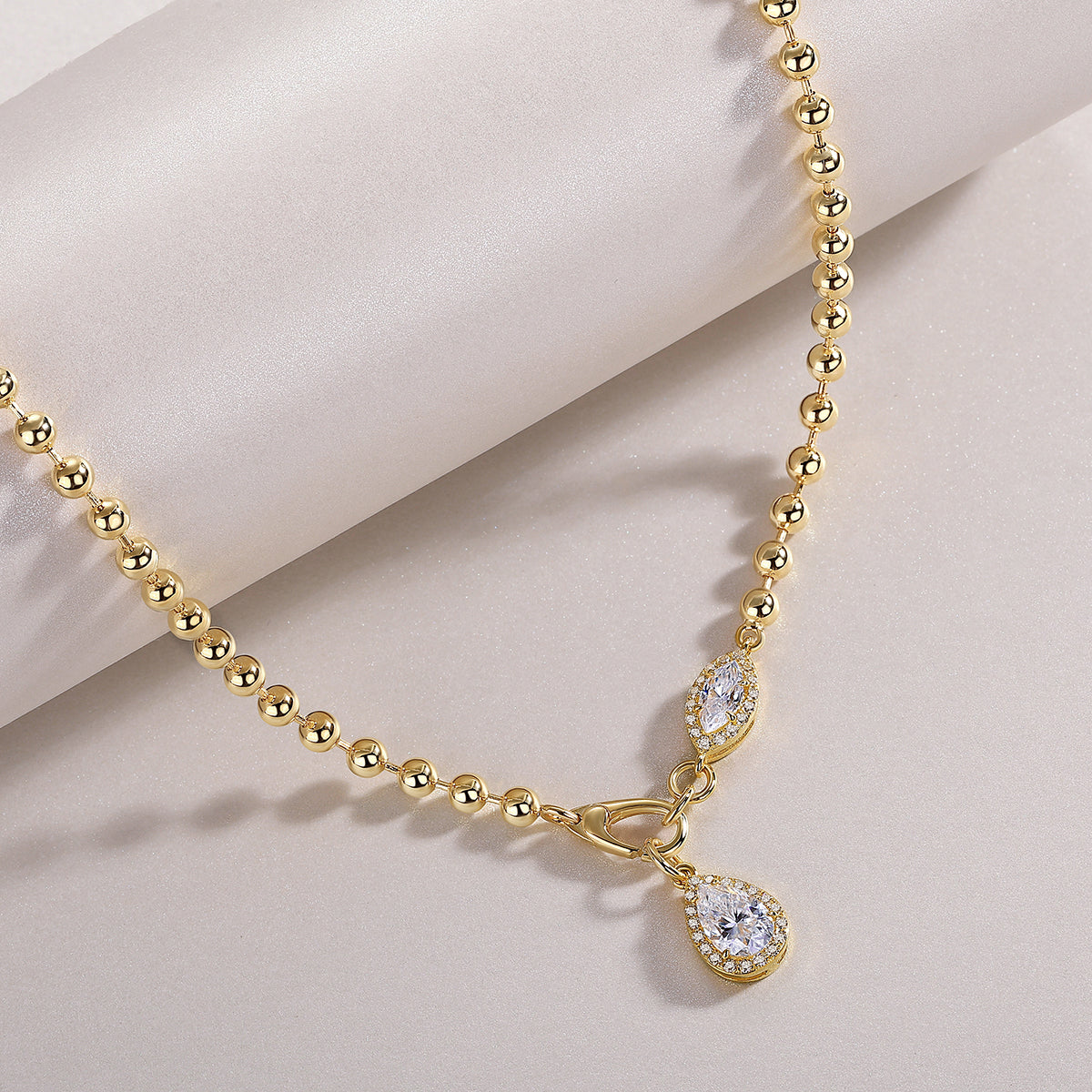 Pear-Shaped Moissanite Gold Plated Necklace