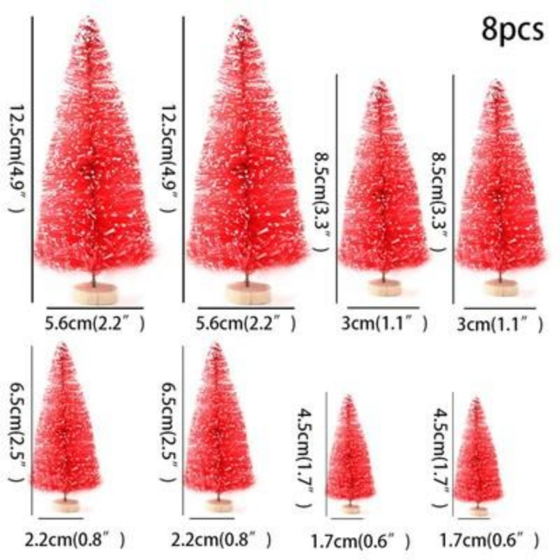 Mini Artificial Christmas Trees (8-Piece Set) - Fairy Garden & DIY Crafts