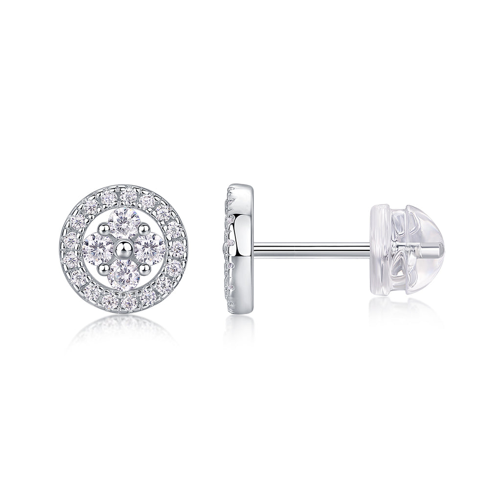 Moissanite Stud Earrings - S925 Sterling Silver Platinum-Plated (Pair)