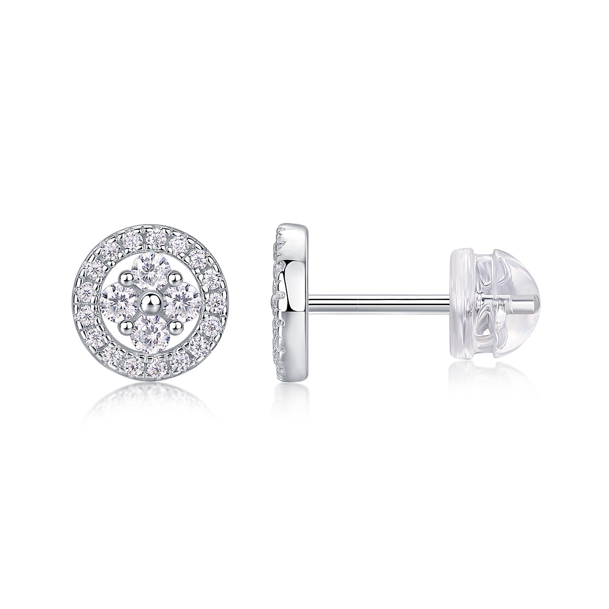 Moissanite Stud Earrings - S925 Sterling Silver Platinum-Plated (Pair)