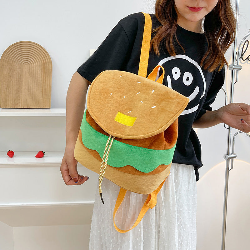 Cute Hamburger Plush Backpack