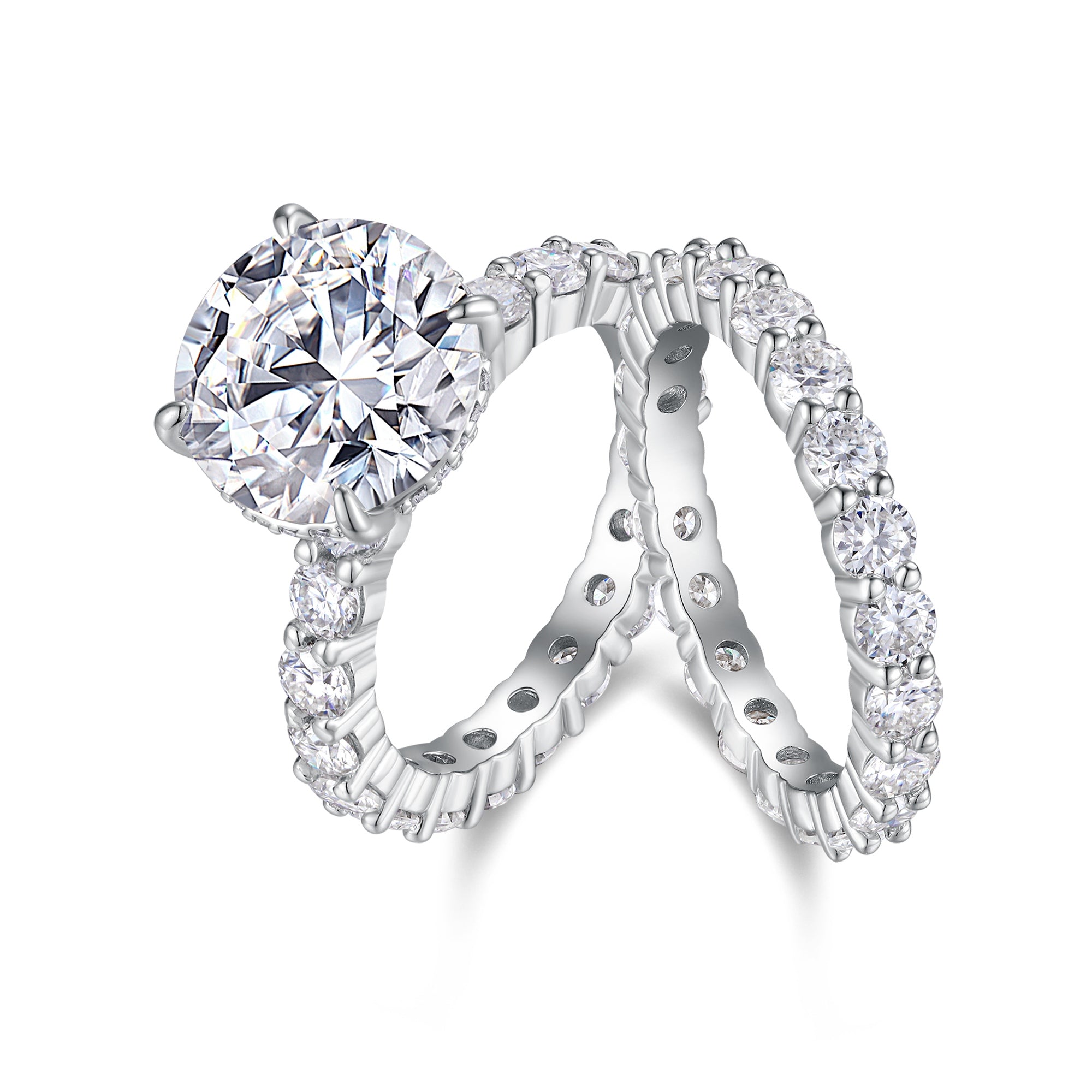 5-Carat Moissanite Couples Ring Set in S925 Sterling Silver