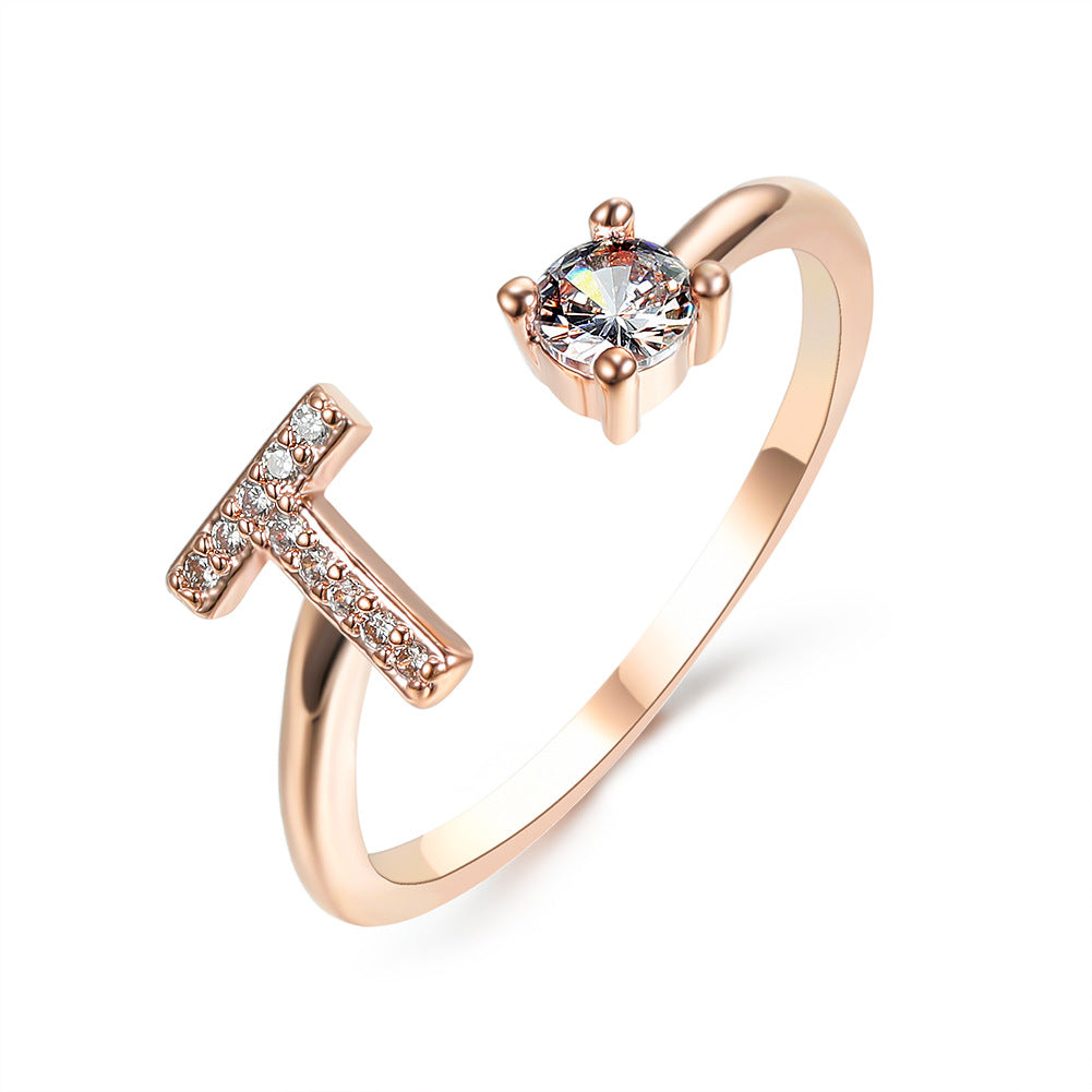Adjustable Initial Letter Fashion Ring