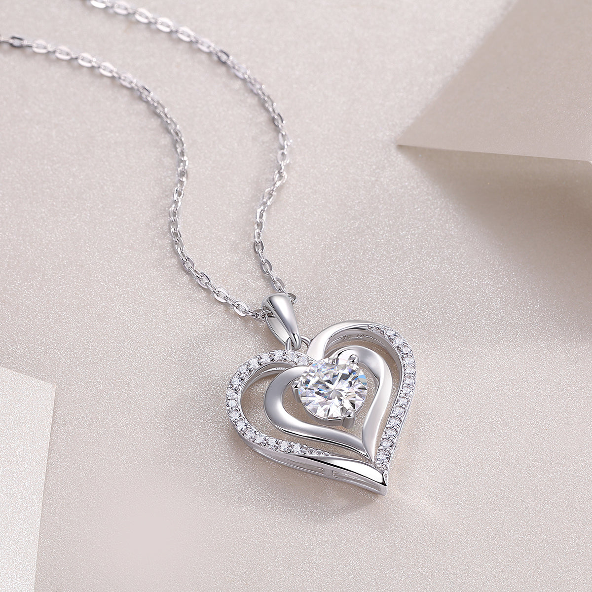1 Carat Moissanite Heart Pendant Necklace