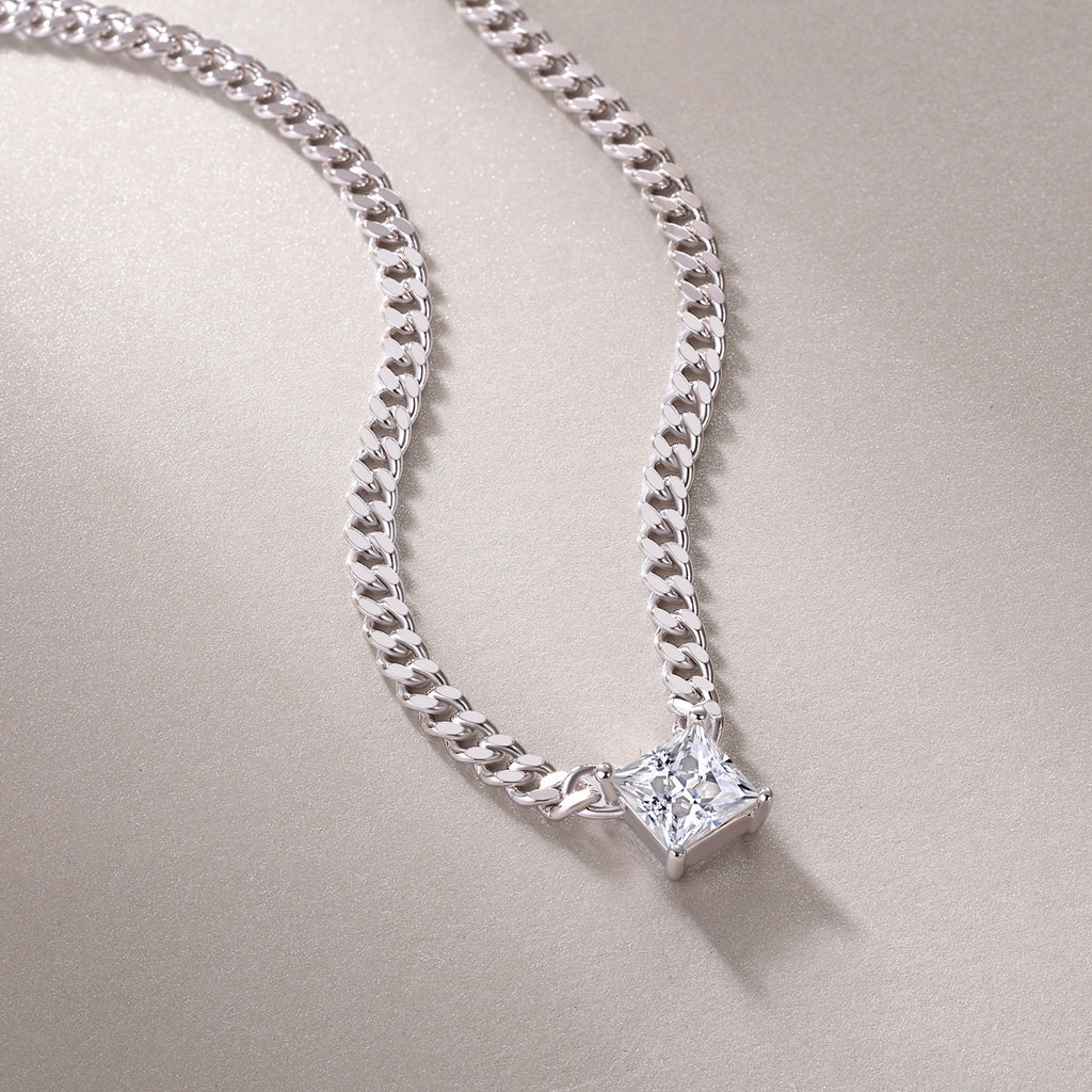 Zhang Yang Square Moissanite Pendant Necklace – S925 Sterling Silver