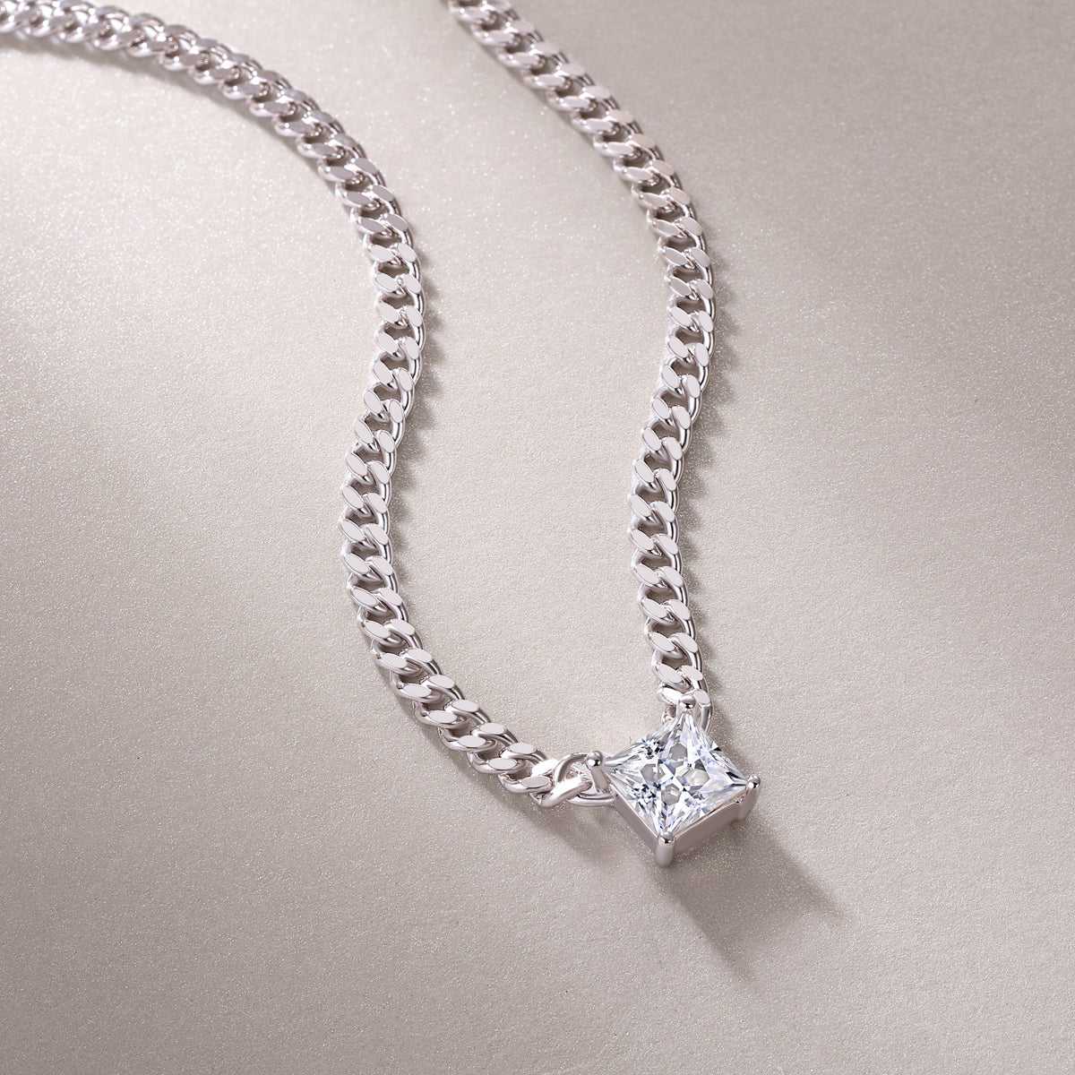 Zhang Yang Square Moissanite Pendant Necklace – S925 Sterling Silver