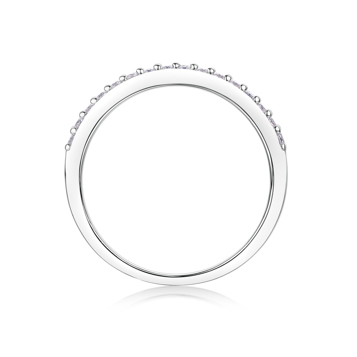 Double Row Moissanite Sterling Silver Ring