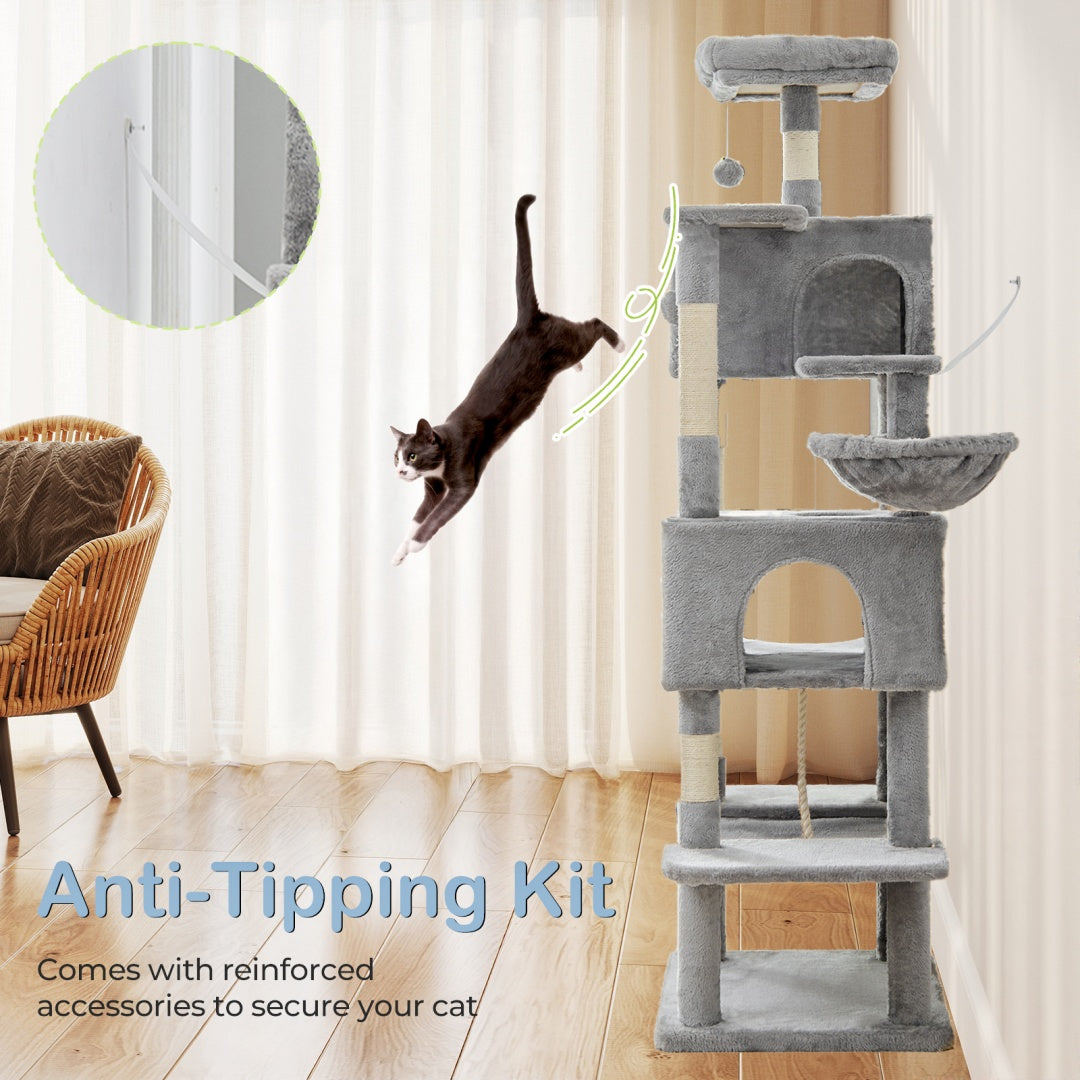 66" Multi-Level Cat Tree Tower with Condos and Scratching Posts