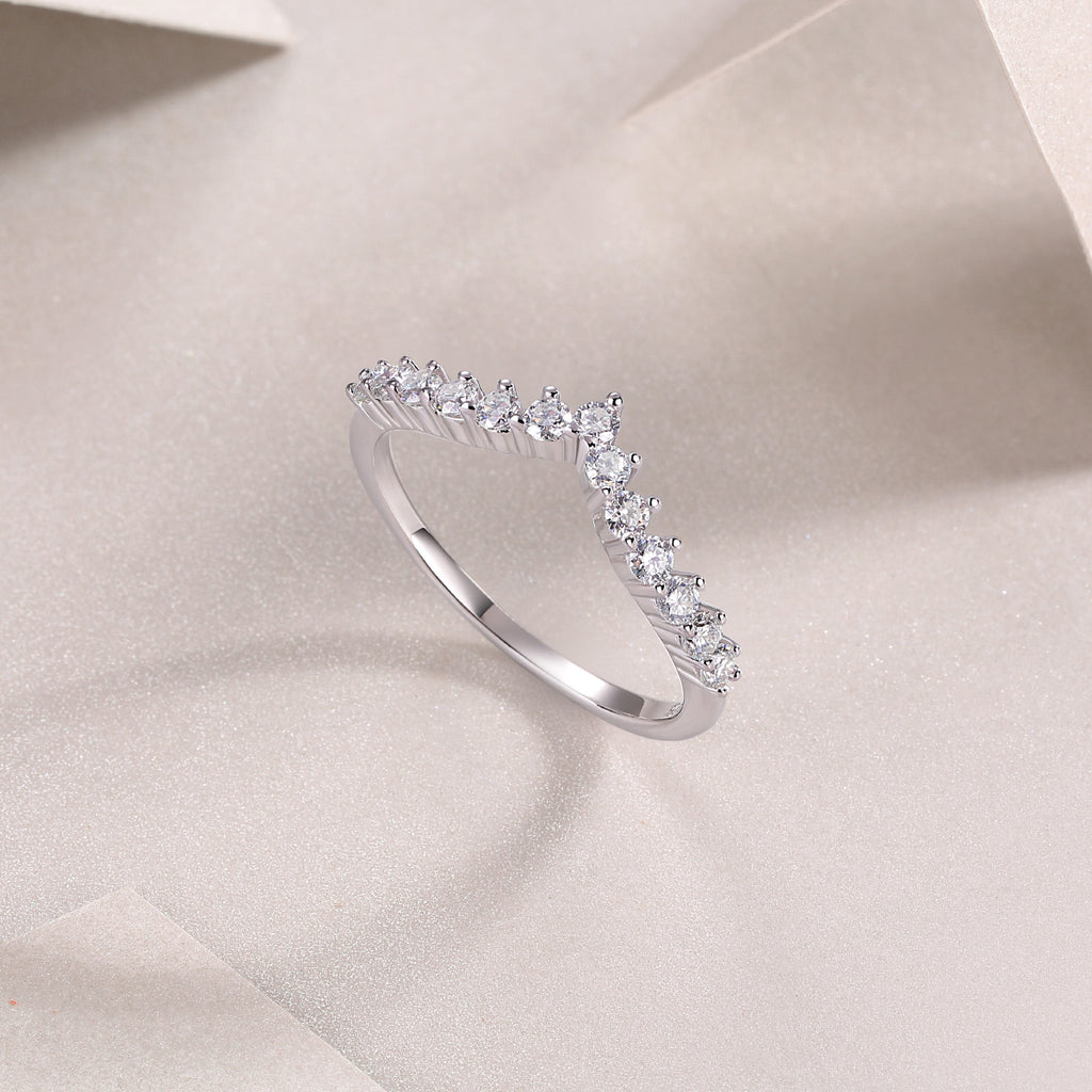 Moissanite Crown Sterling Silver Ring