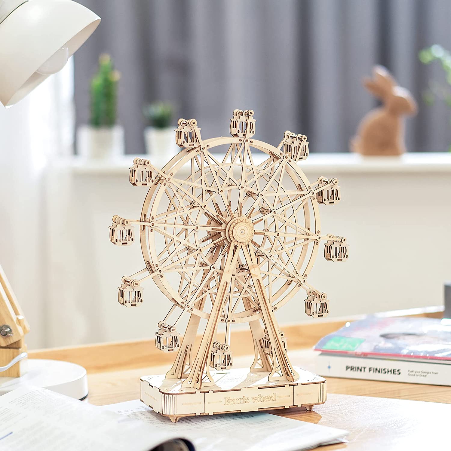 Robotime DIY Wooden Rotatable Ferris Wheel Model with Playing Music