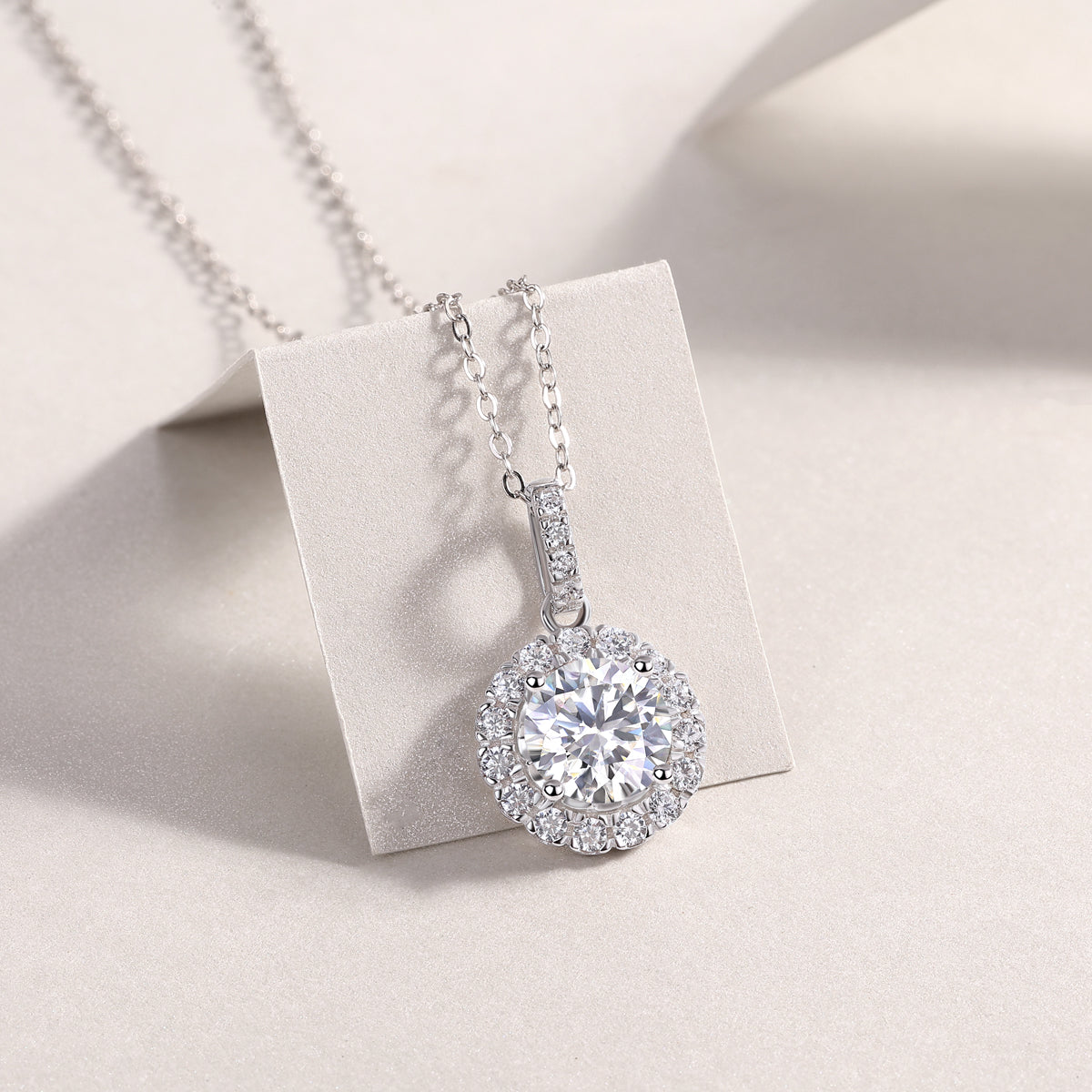 2 Carat Moissanite Necklace - S925 Sterling Silver Platinum-Plated with Chain
