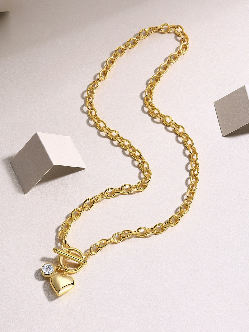 2 Carat Moissanite Heart Toggle Necklace