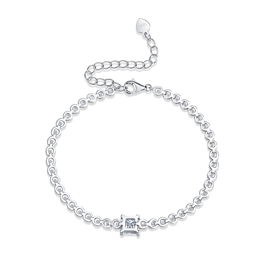 Luxury Moissanite Square Diamond Silver Bracelet