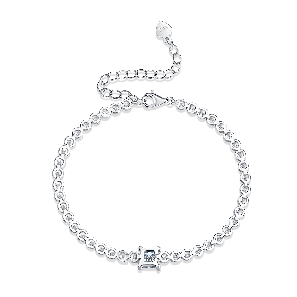 Luxury Moissanite Square Diamond Silver Bracelet