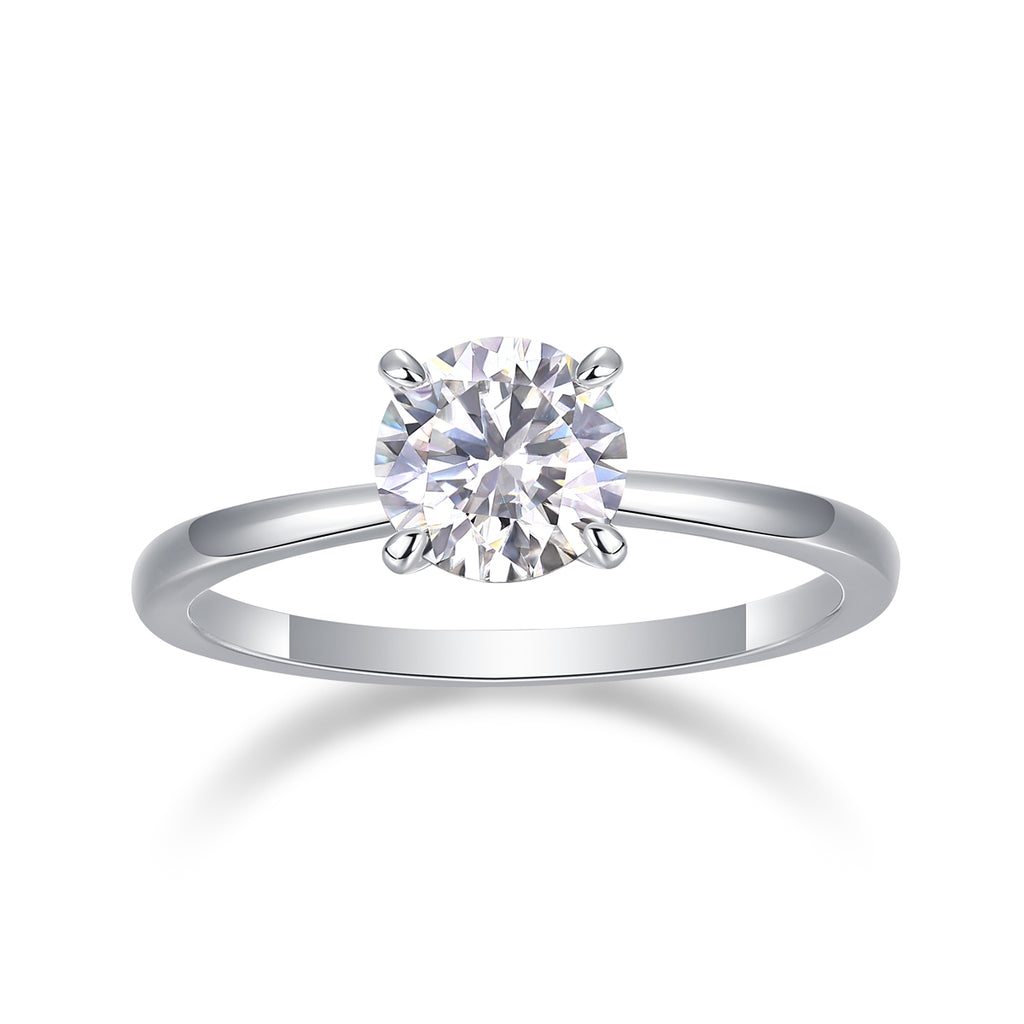1 Carat Moissanite Solitaire Ring - Classic 4-Prong Setting