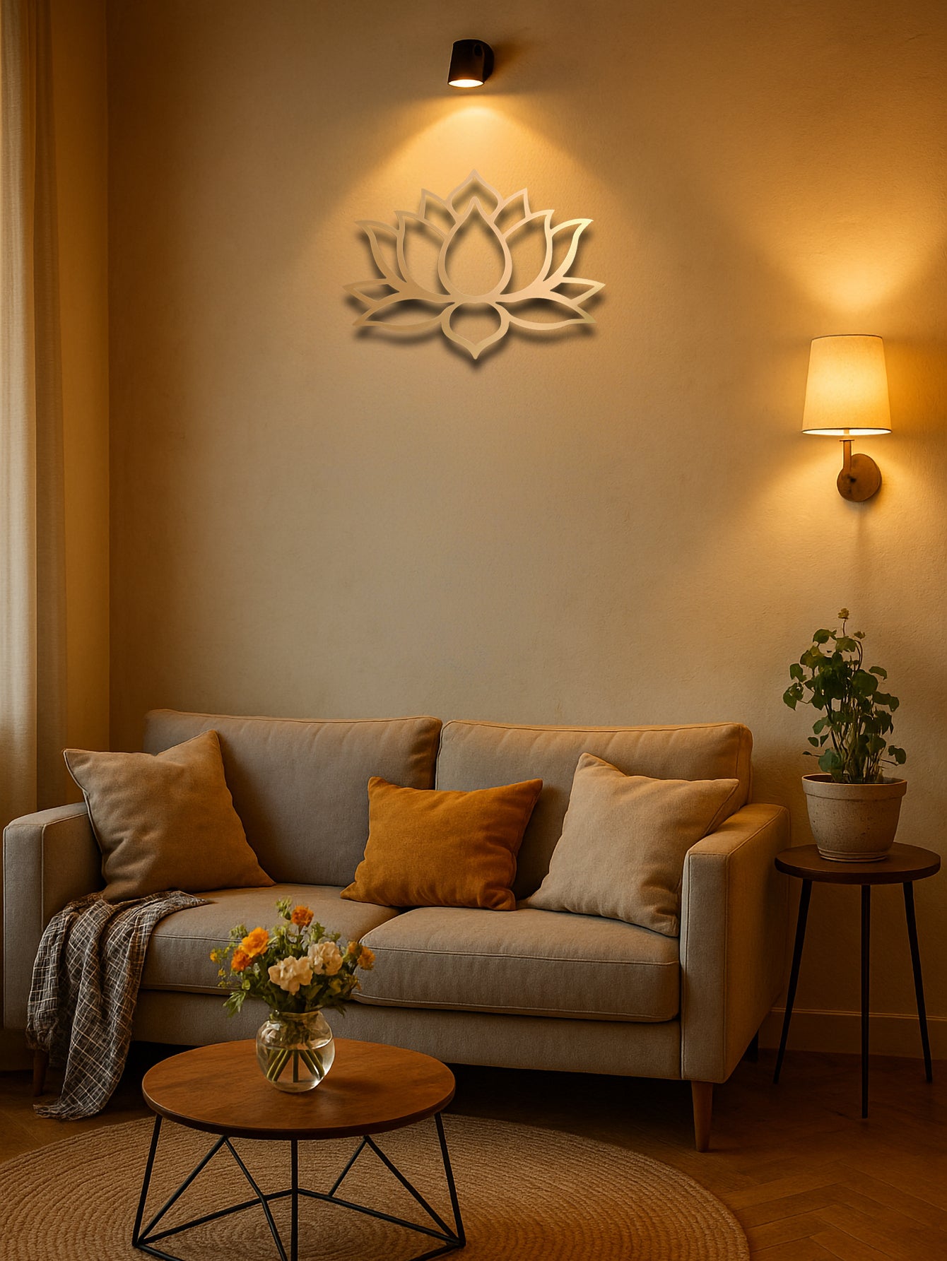 Lotus Metal Wall Art Sculpture - Modern Home Decor (15.75" x 21.73")