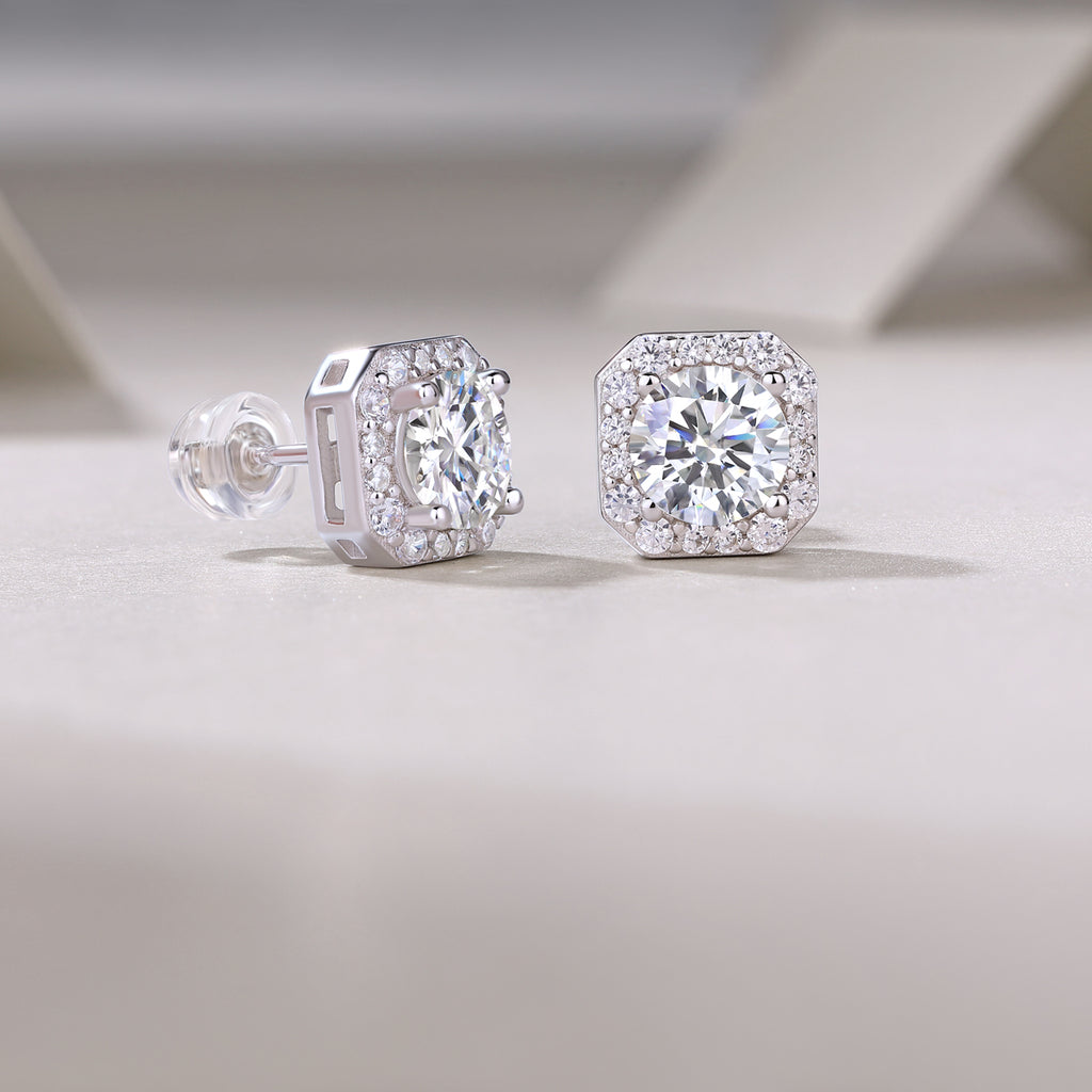1 Carat Moissanite Heart Rose Stud Earrings