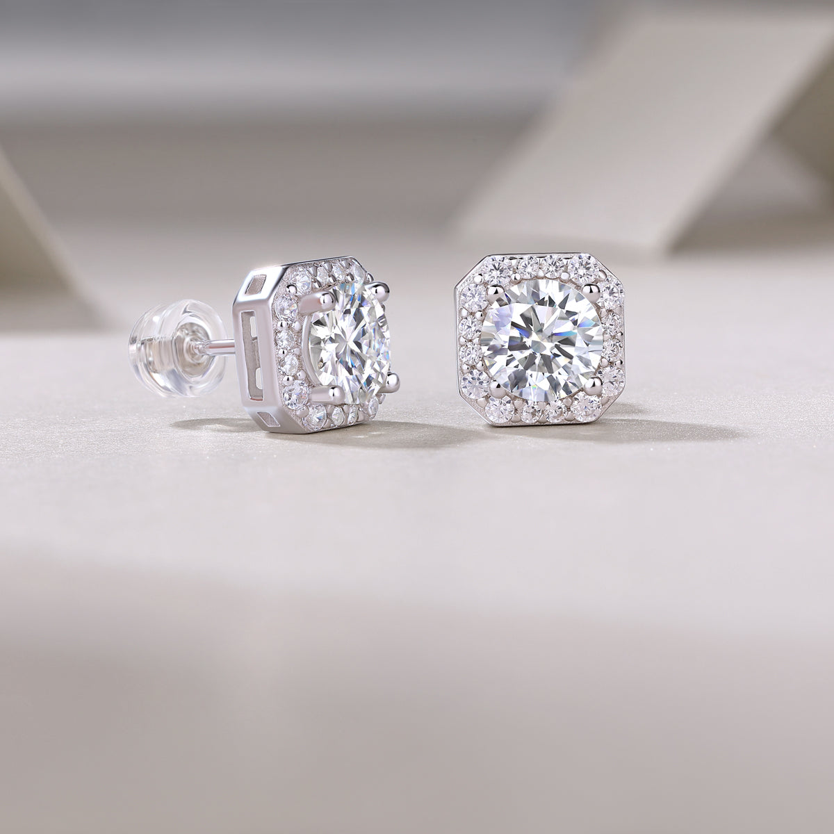 1 Carat Moissanite Heart Rose Stud Earrings