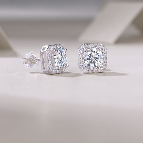 1 Carat Moissanite Heart Rose Stud Earrings