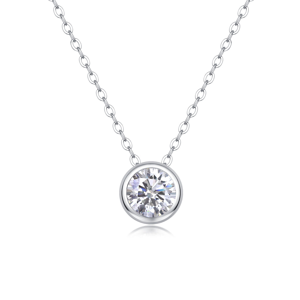 1 Carat Moissanite Necklace - S925 Sterling Silver with Chain